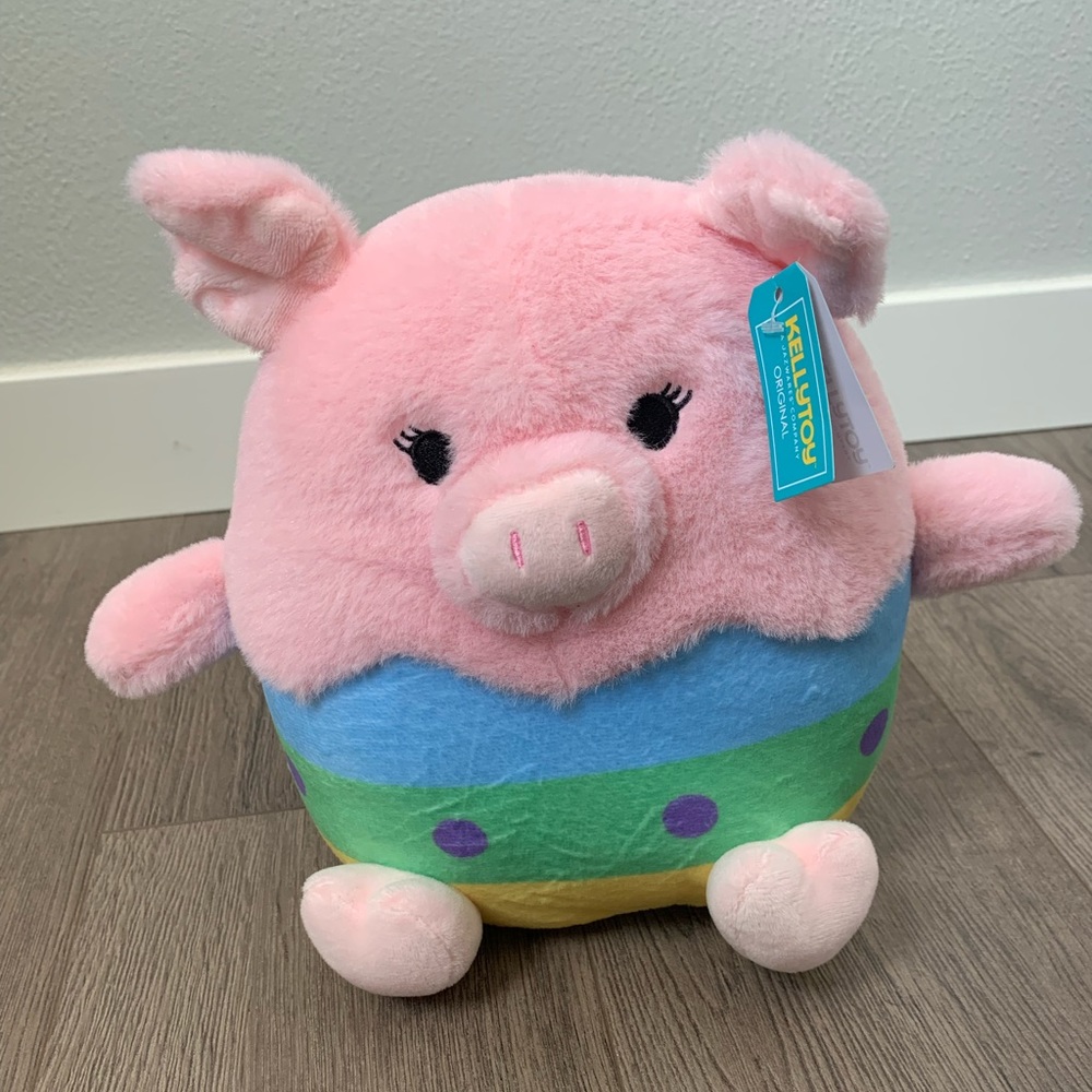 Kellytoy pink Easter egg pig plush